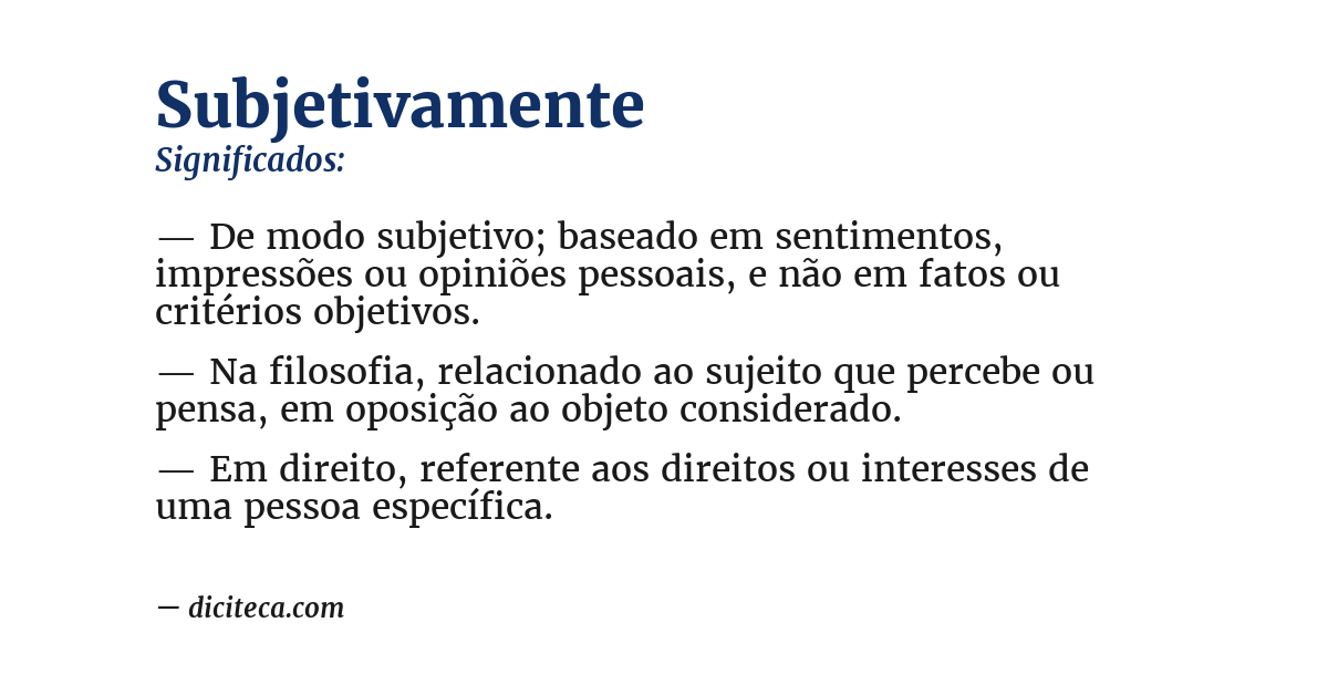 Significado de subjetivamente