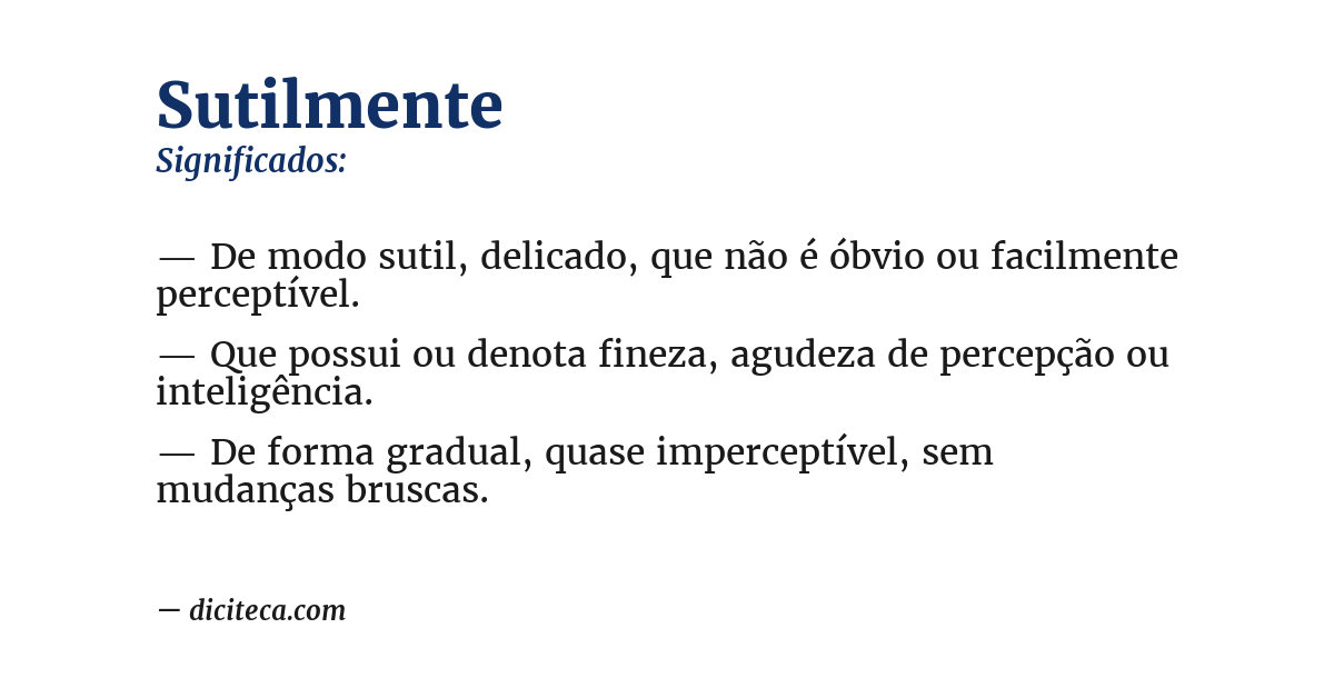 Significado de sutilmente