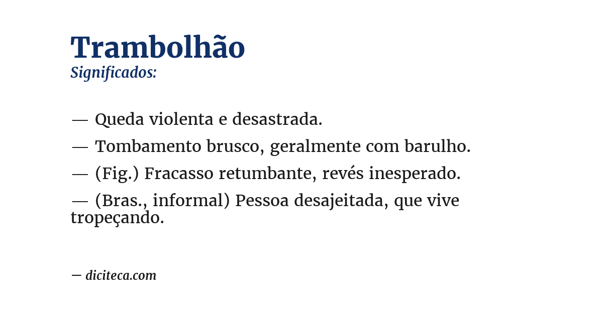 Significado de trambolhão