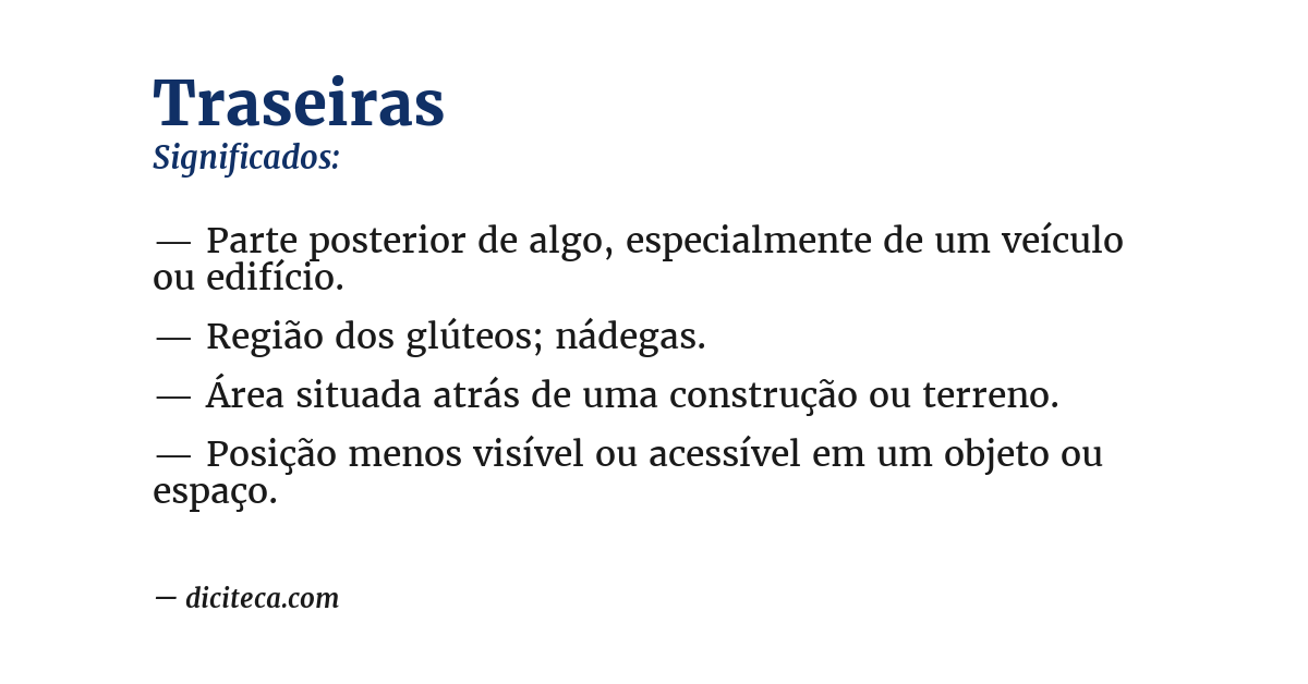 Significado de traseiras