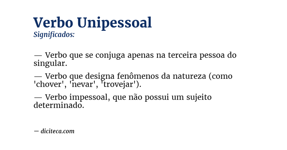 Significado de verbo unipessoal
