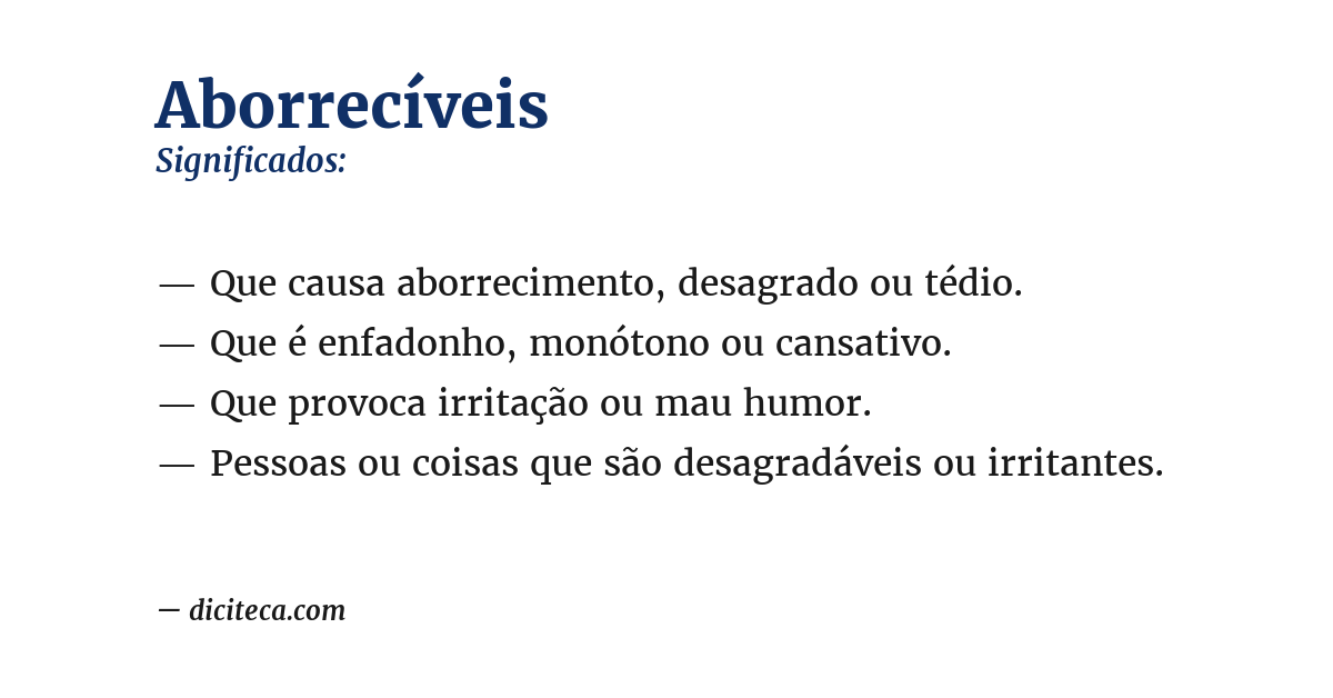 Significado de aborrecíveis