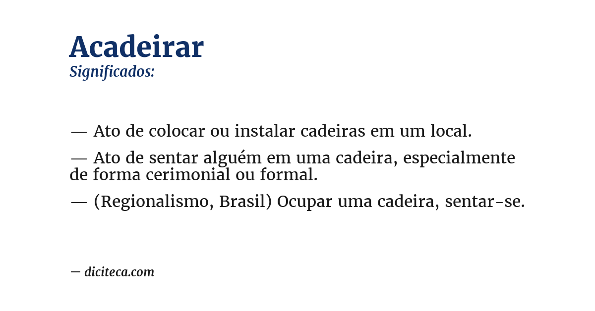 Significado de acadeirar