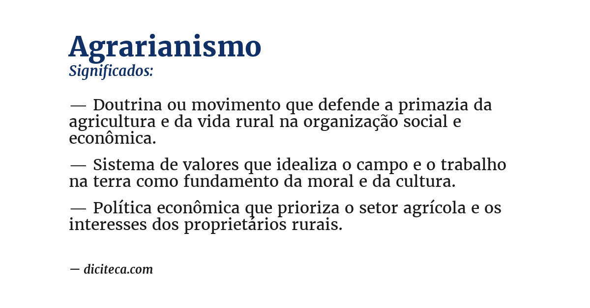 Significado de agrarianismo