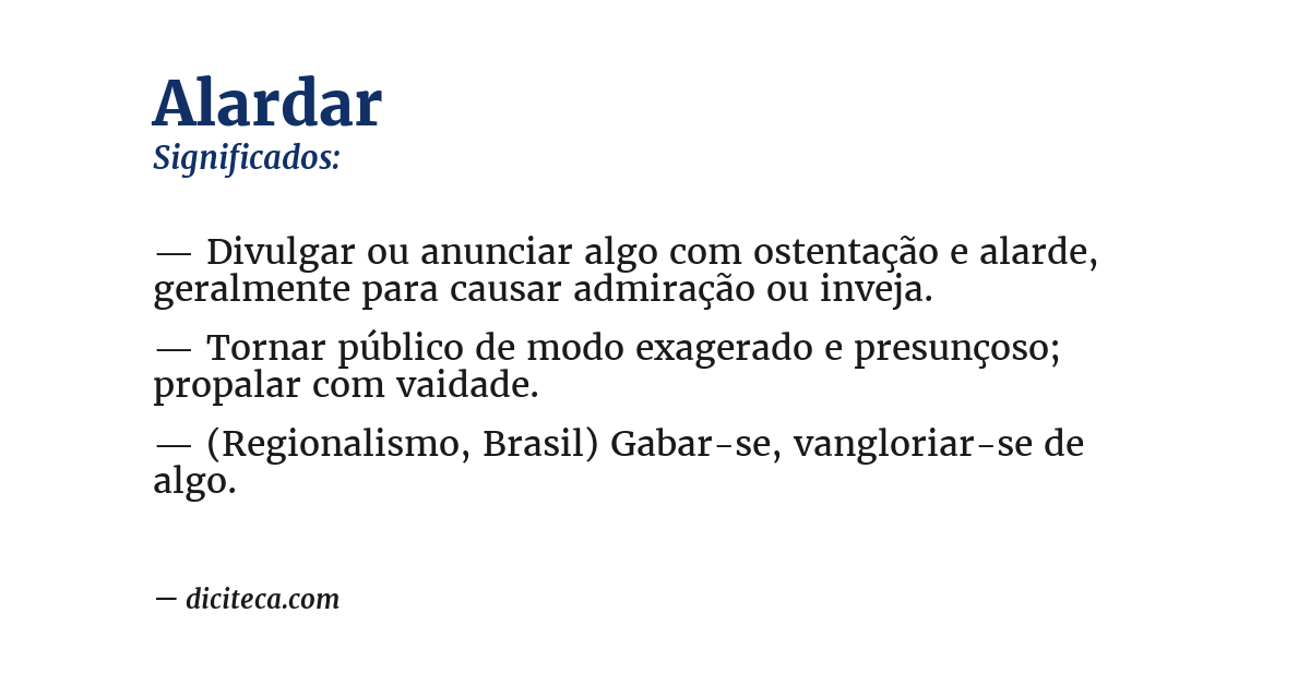 Significado de alardar