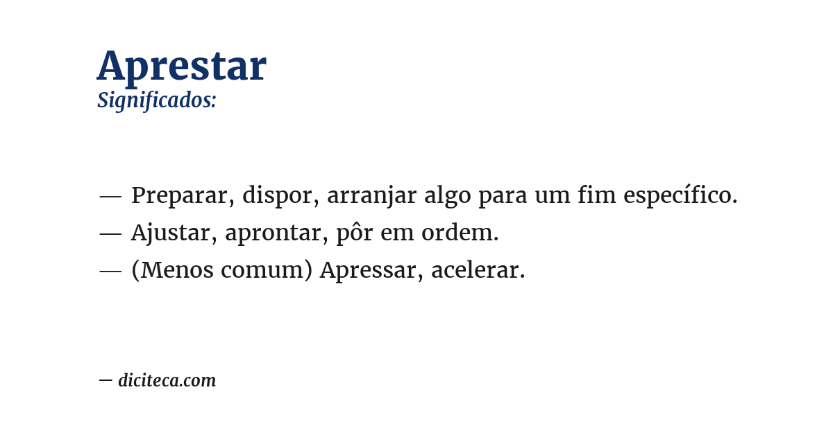 Significado de aprestar