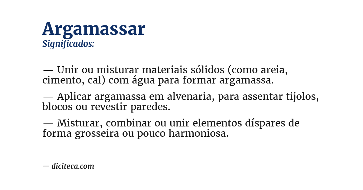 Significado de argamassar