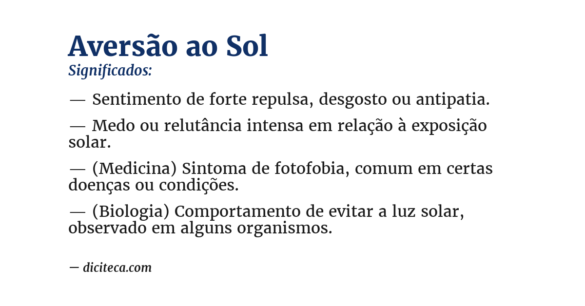 Significado de aversão ao sol