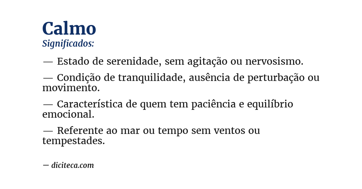 Significado de calmo