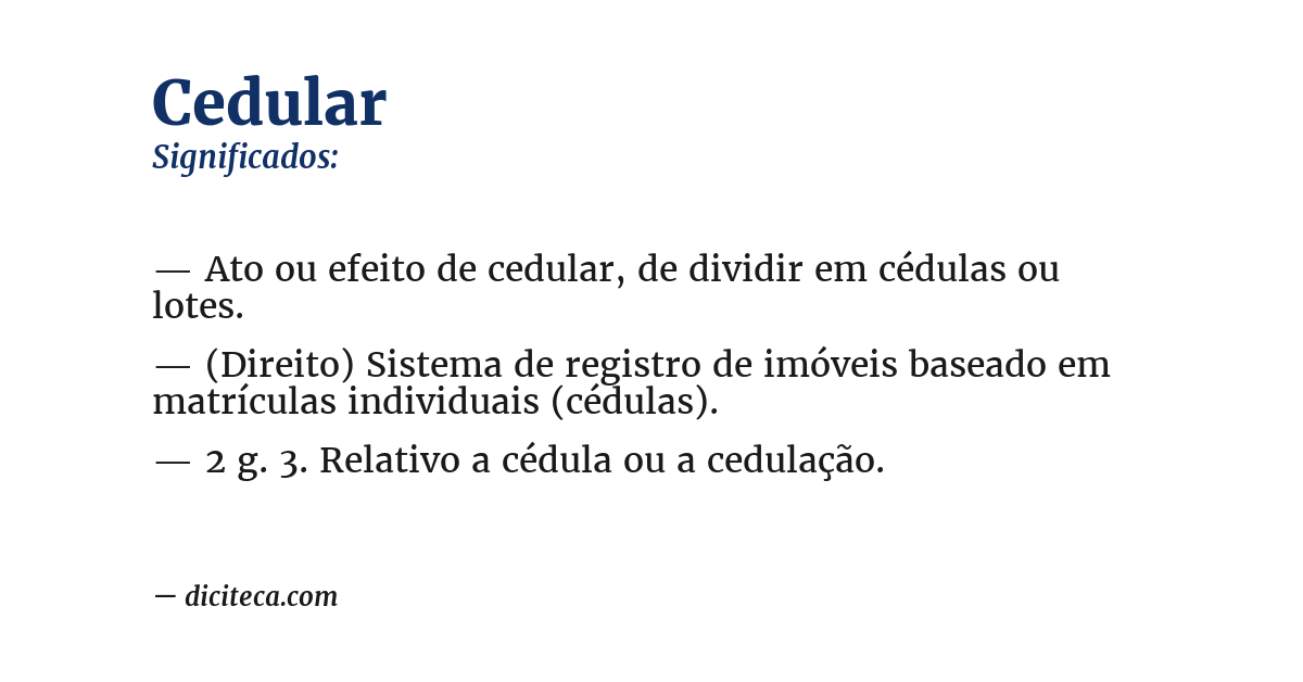 Significado de cedular
