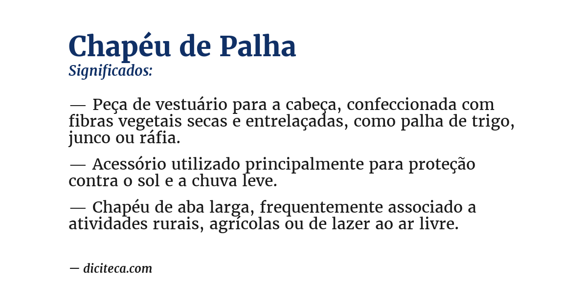 Significado de chapéu de palha