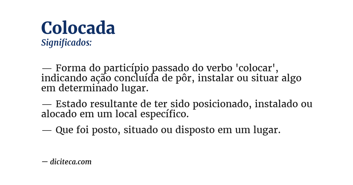 Significado de colocada