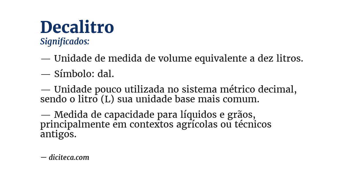Significado de decalitro