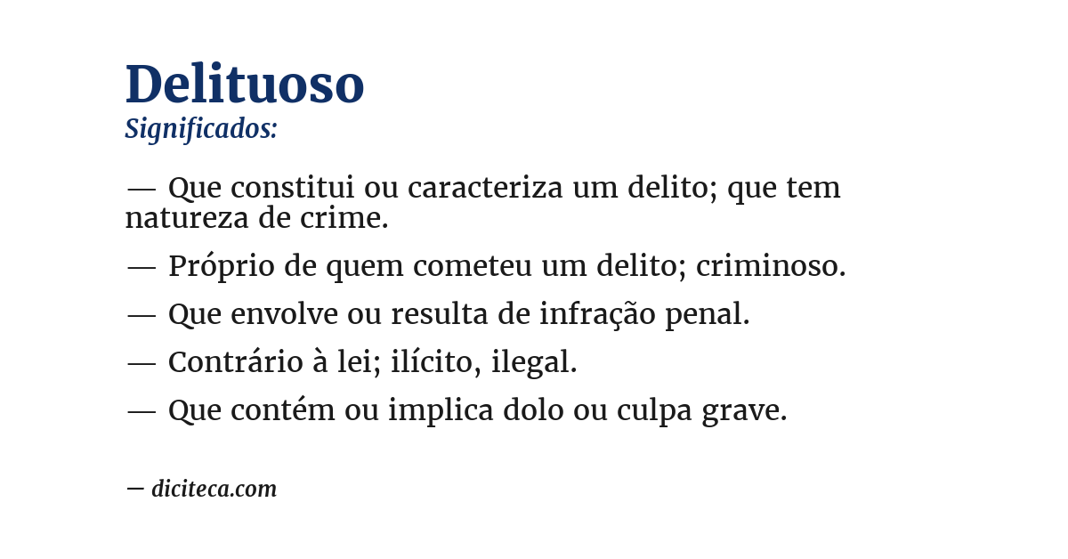 Significado de delituoso