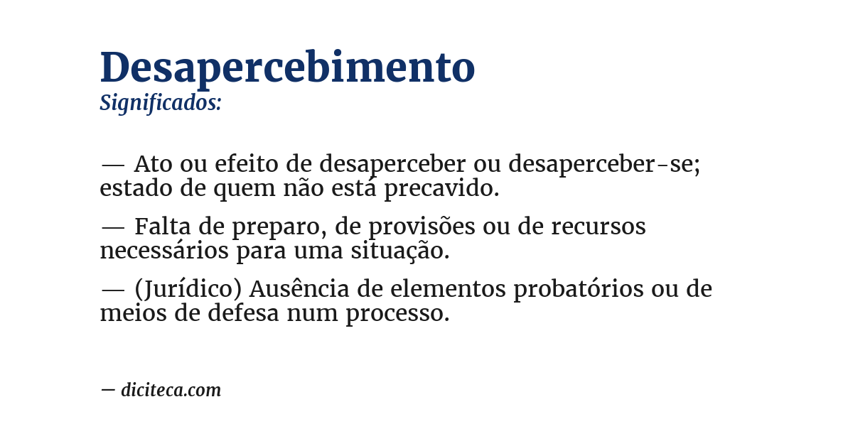 Significado de desapercebimento