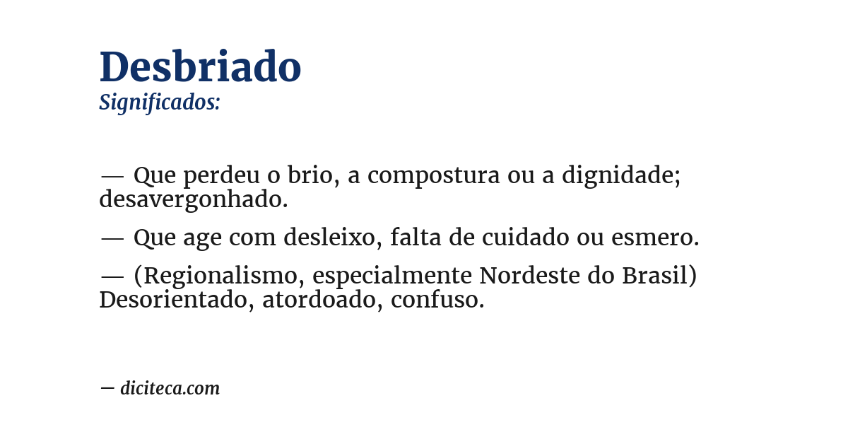 Significado de desbriado