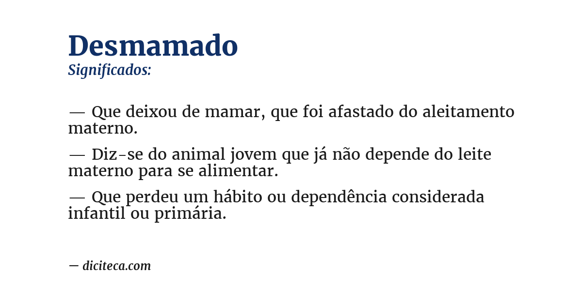 Significado de desmamado
