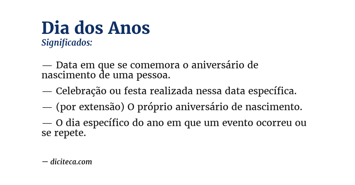 Significado de dia dos anos