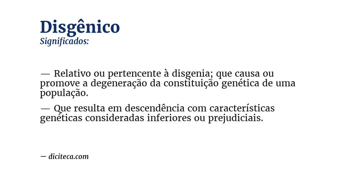 Significado de disgênico