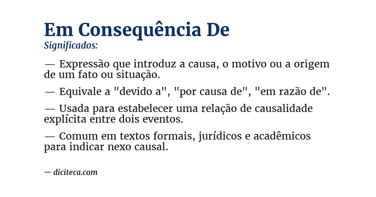 Significado de em consequência de