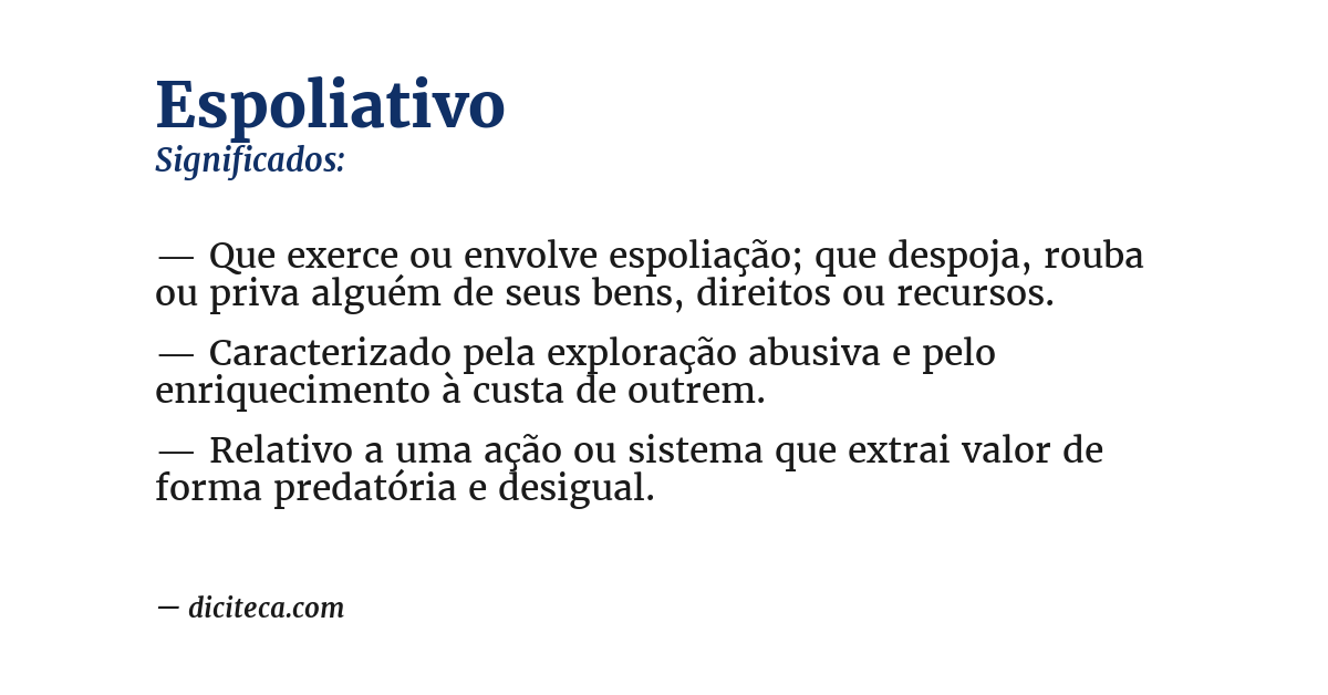 Significado de espoliativo