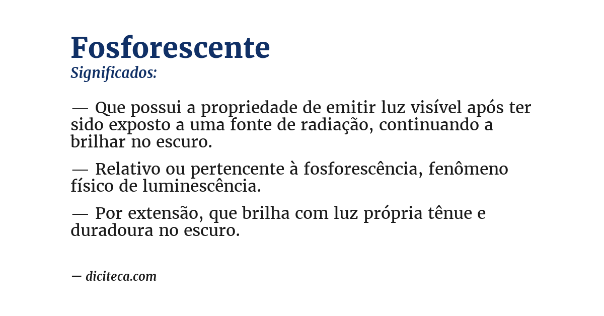 Significado de fosforescente