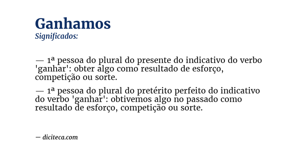 Significado de ganhamos