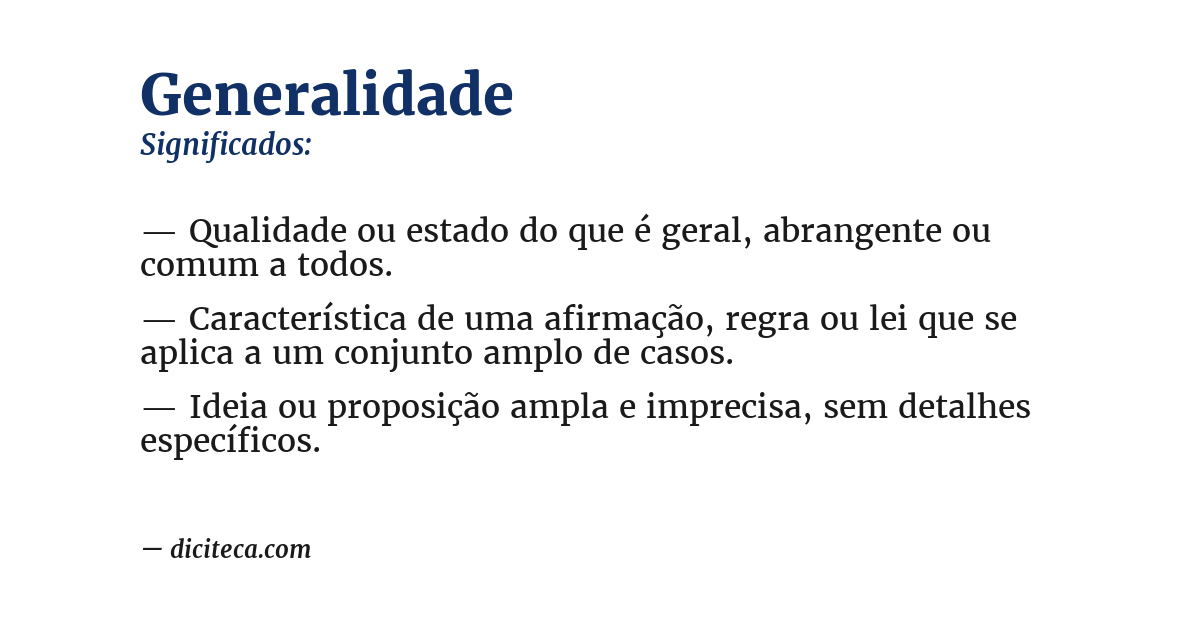 Significado de generalidade