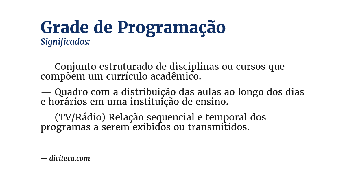 Significado de grade de programação