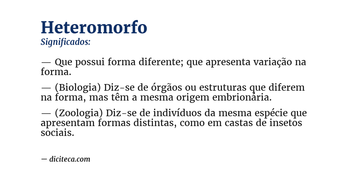 Significado de heteromorfo