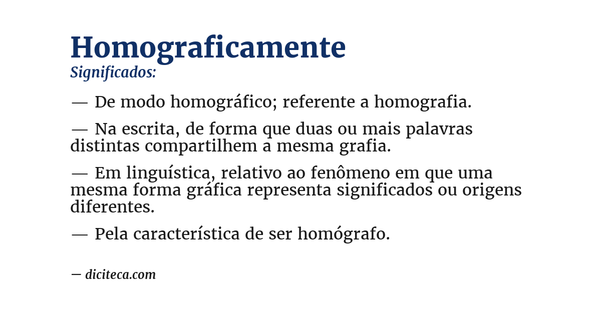 Significado de homograficamente