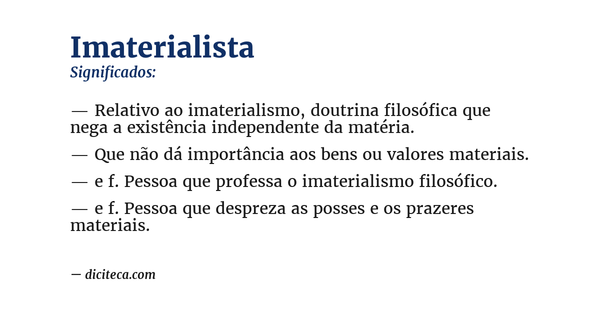 Significado de imaterialista
