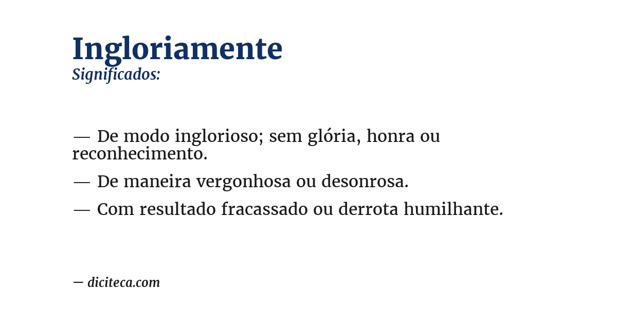 Significado de ingloriamente