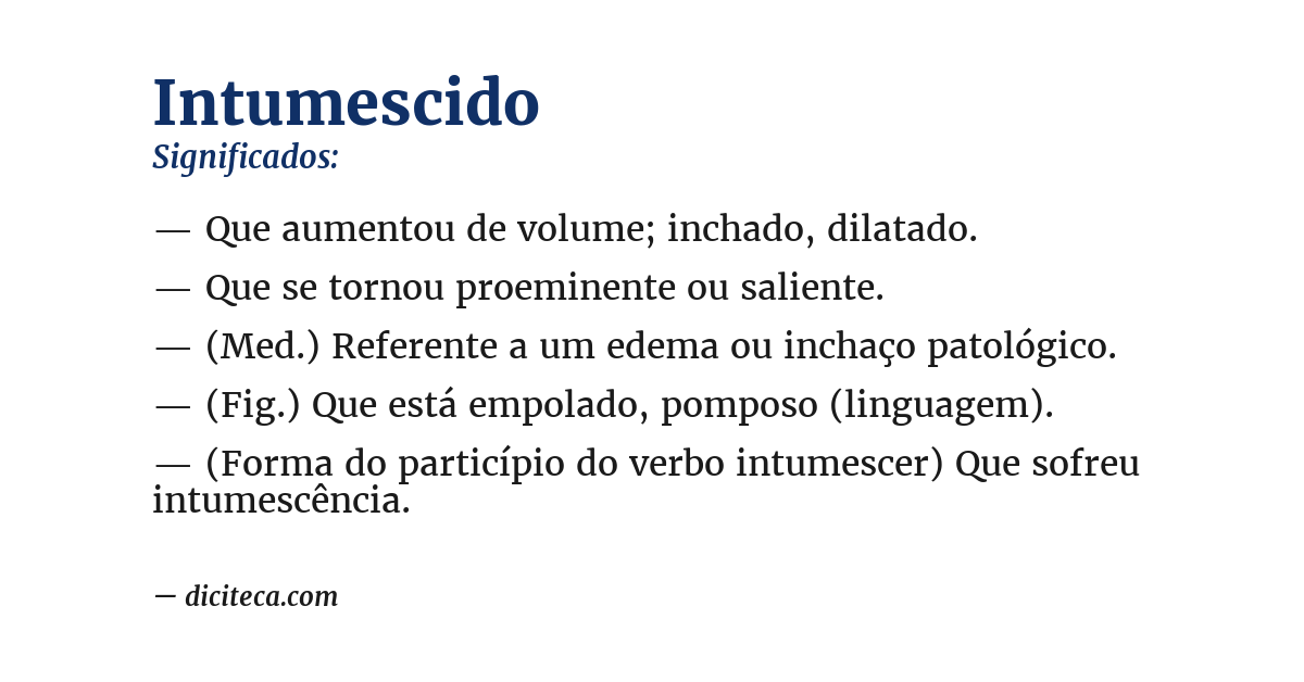 Significado de intumescido
