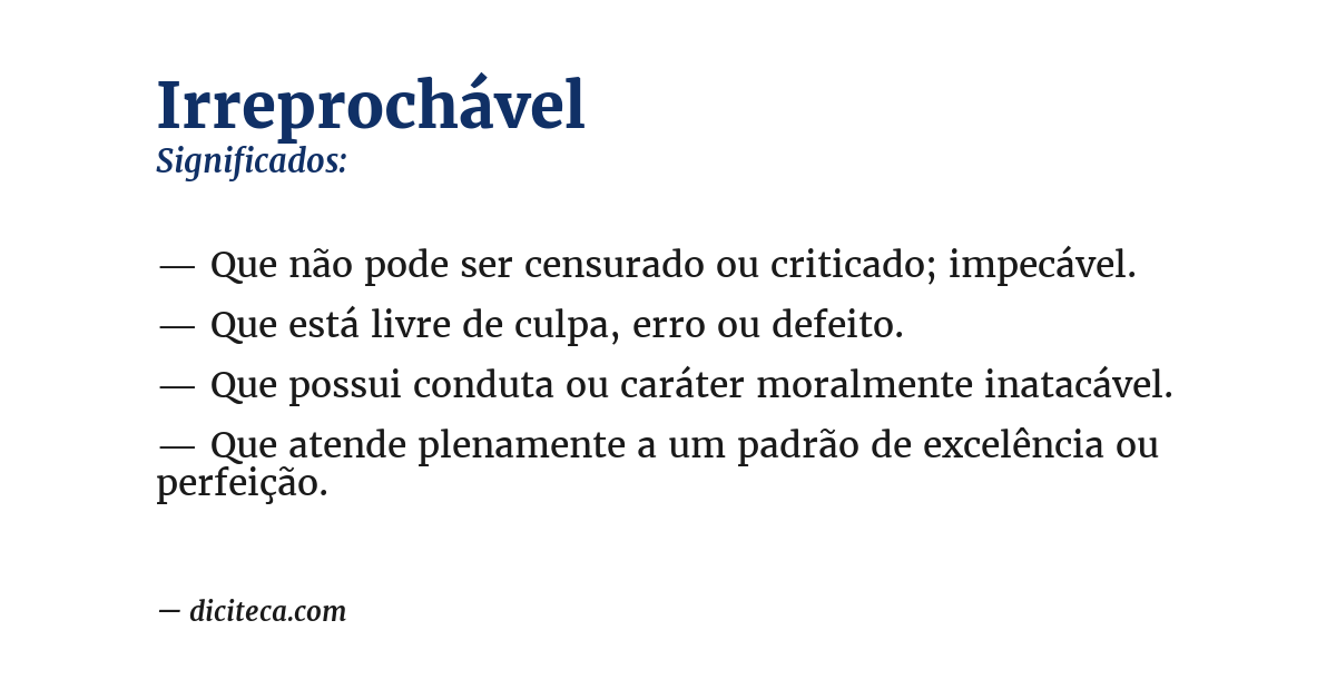 Significado de irreprochável