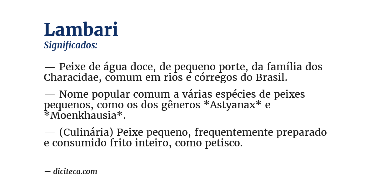 Significado de lambari