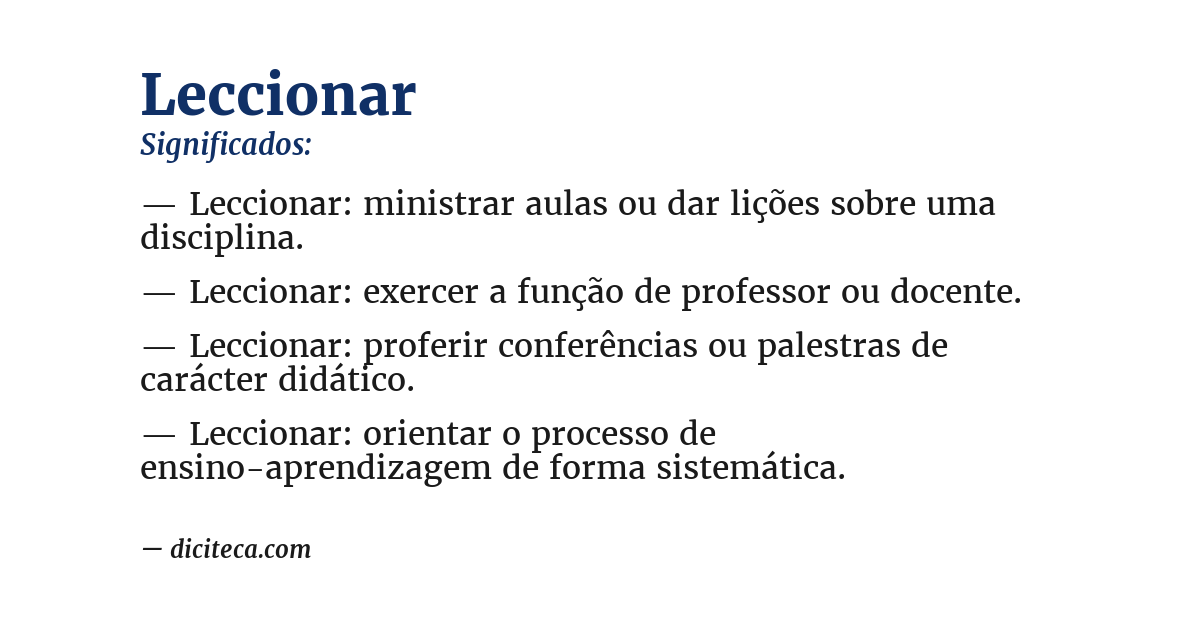 Significado de leccionar