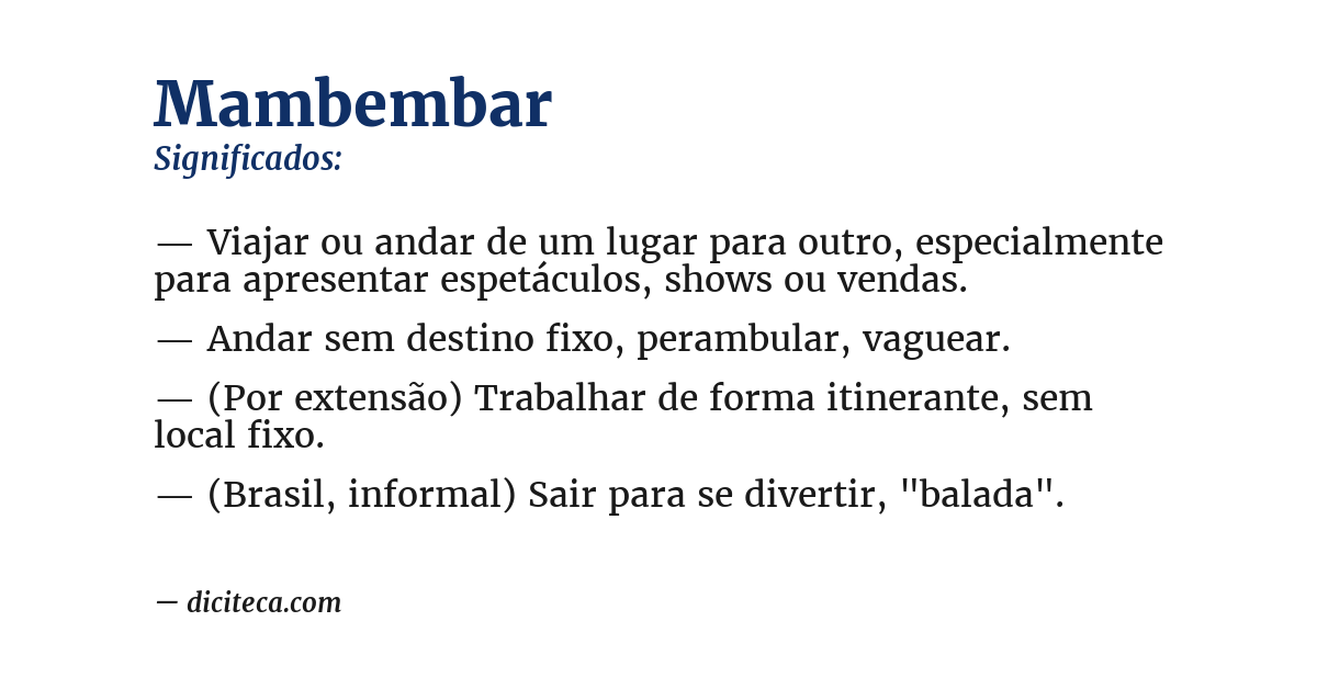 Significado de mambembar