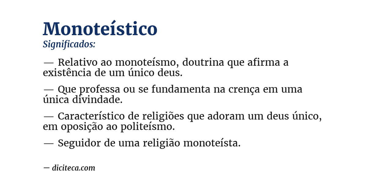 Significado de monoteístico