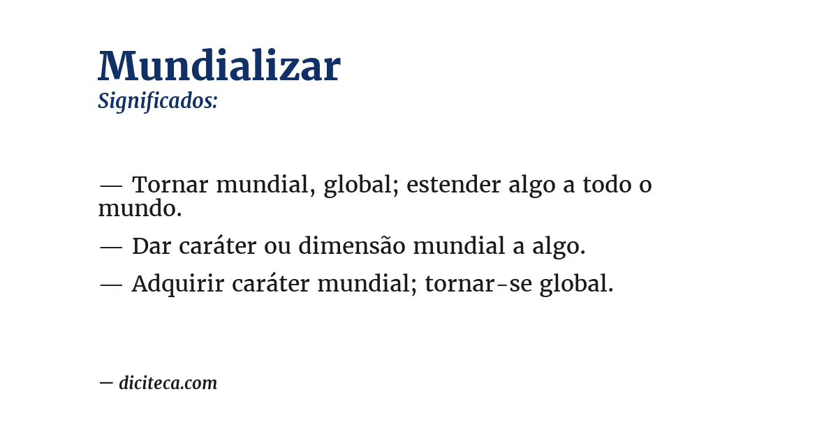 Significado de mundializar