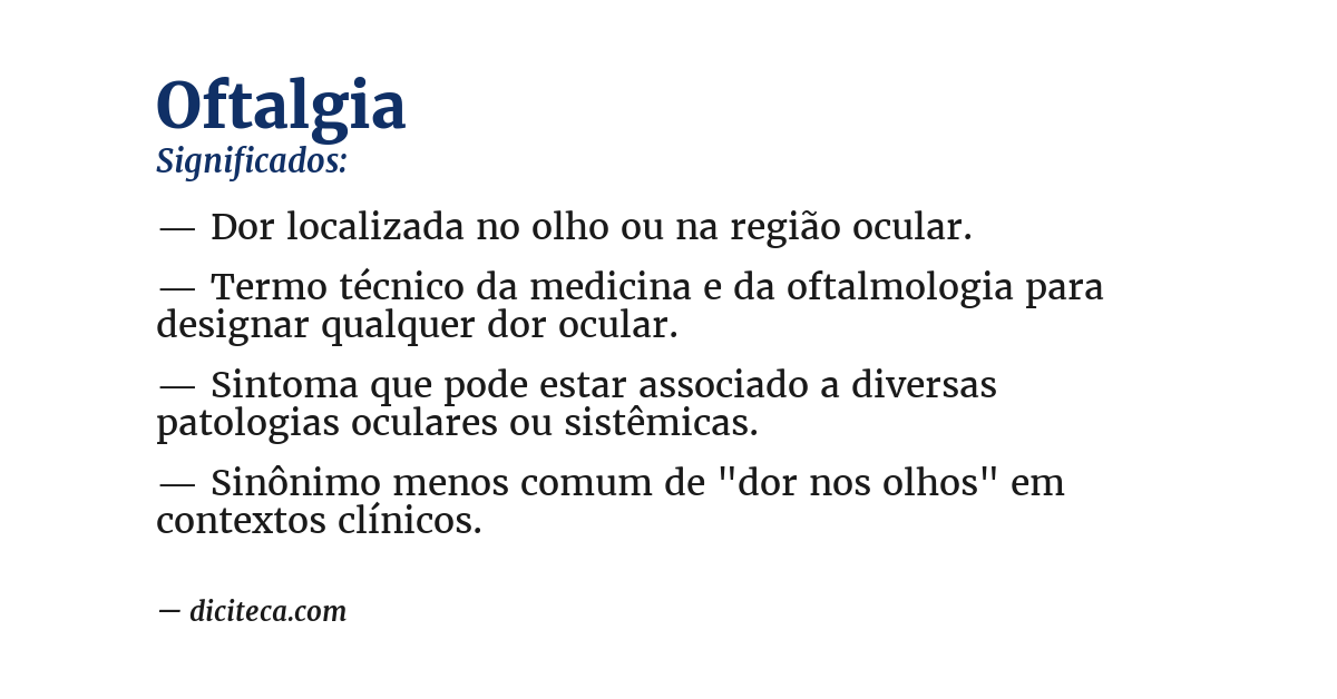Significado de oftalgia