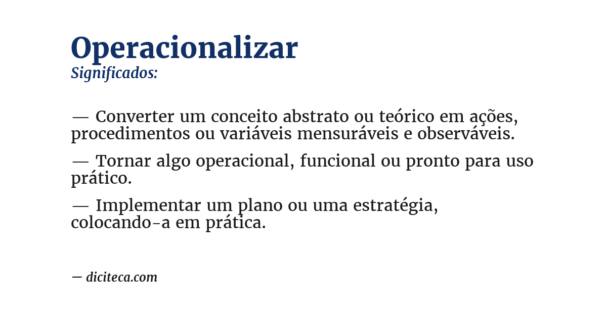 Significado de operacionalizar