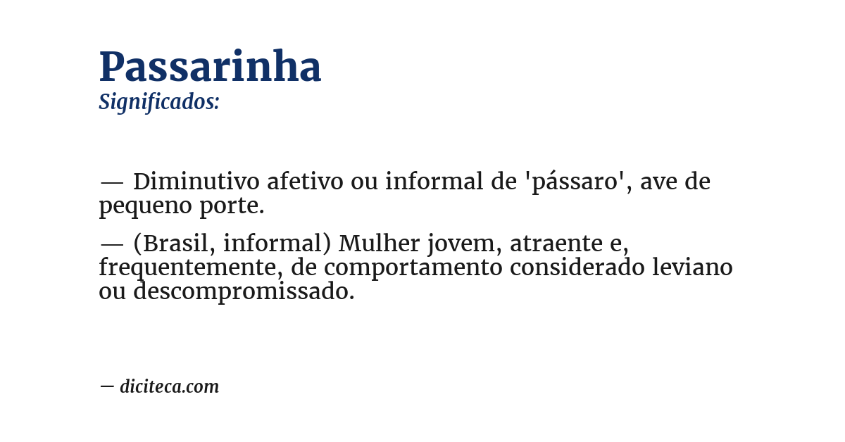 Significado de passarinha