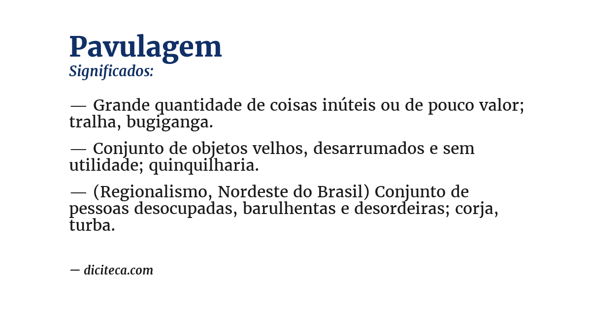 Significado de pavulagem