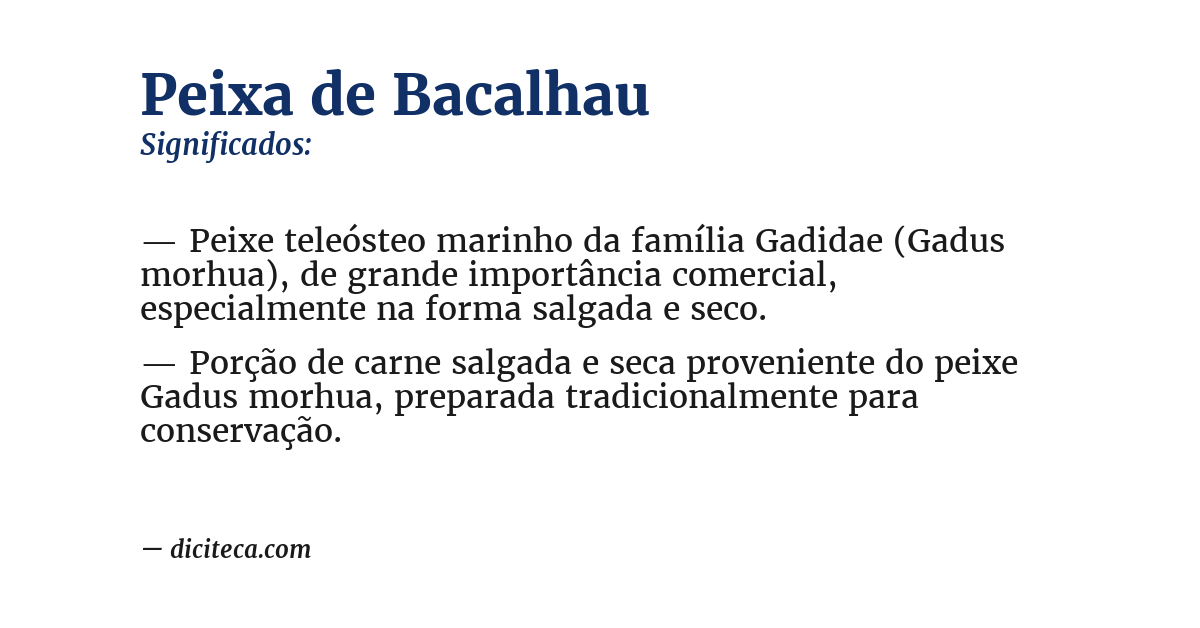 Significado de peixa de bacalhau