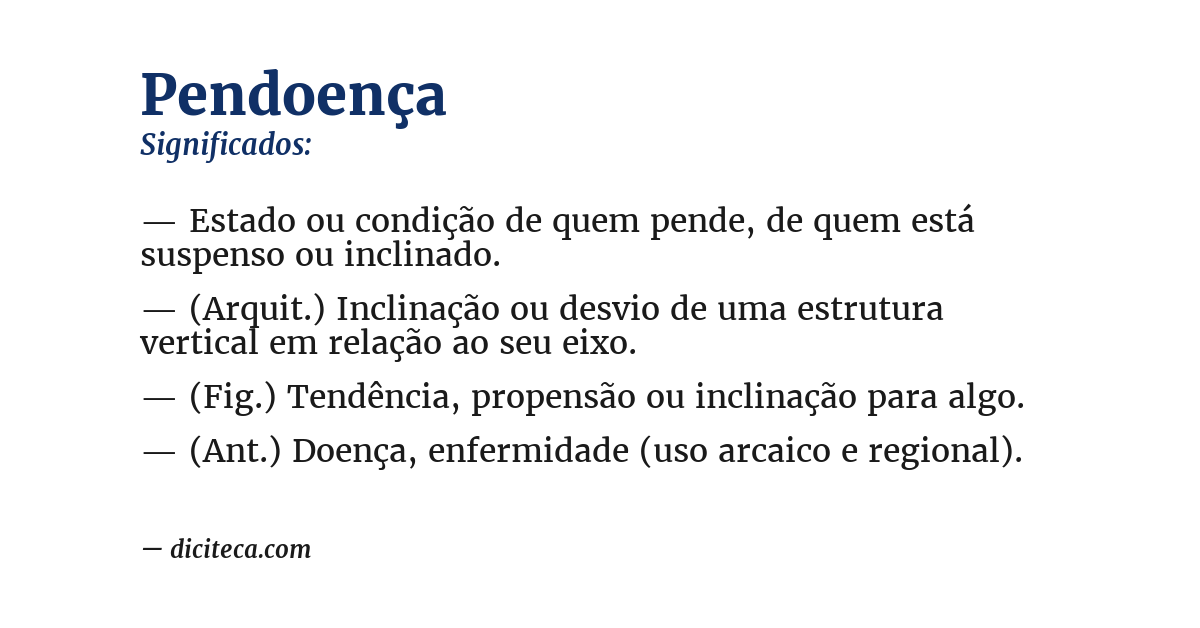 Significado de pendoença