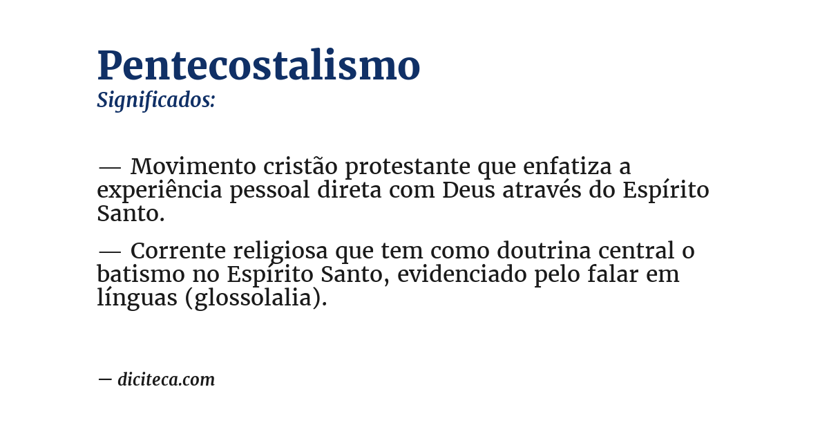 Significado de pentecostalismo