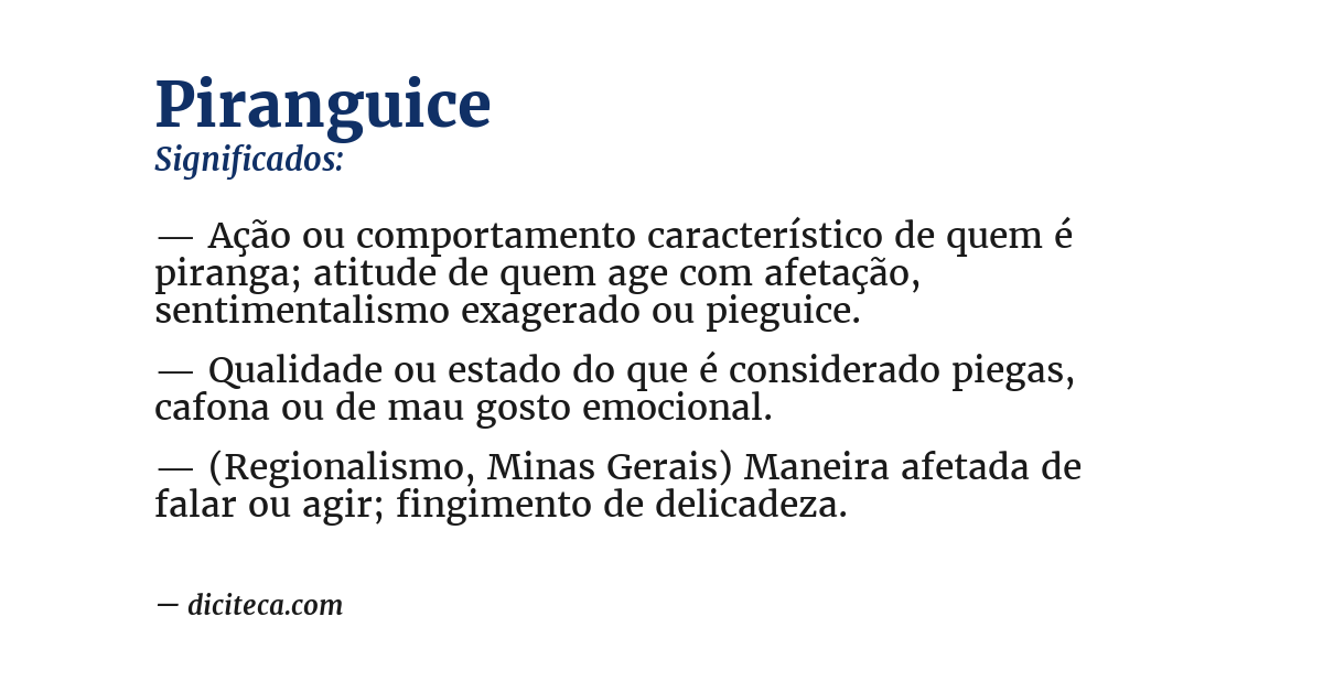 Significado de piranguice