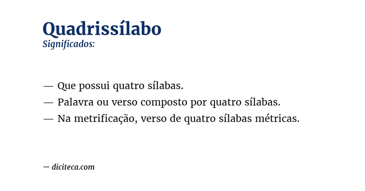 Significado de quadrissílabo