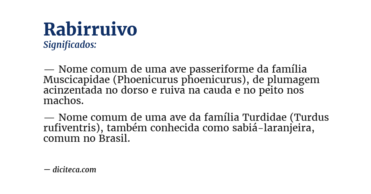 Significado de rabirruivo